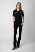Ida Stars Strass Cashmere Sweater  - Women’s black feather cashmere sweater with diamanté stars.