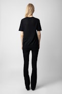 Ida Stars Strass Cashmere Sweater  - Women’s black feather cashmere sweater with diamanté stars.