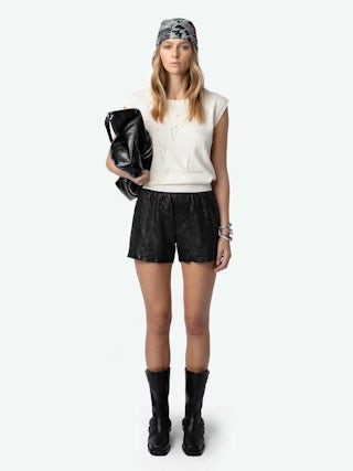 Foulard Blondie Butterfly Lace 65 - Marineblauer Seidenschal mit Schmetterlings- und Spitzendruck.