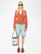 Jumper Sayan - Long-sleeved knit top with wing closure.