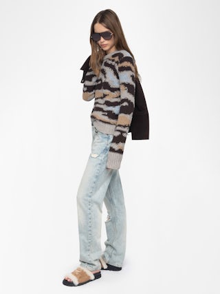 Malty Wool Sweater - Sweater with round neck and print.