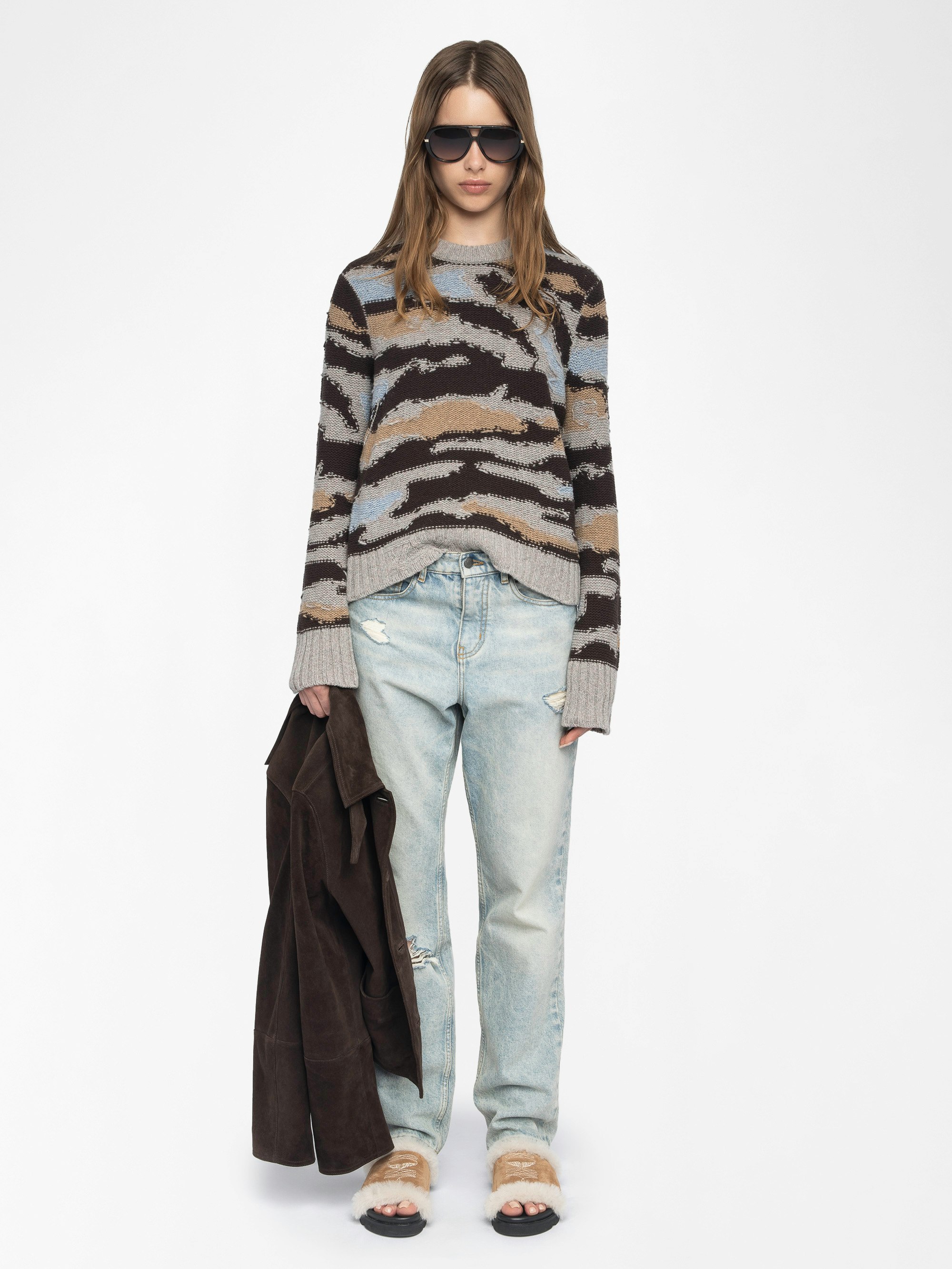 Malty Jumper 100% Merino Wool - Jumper with round neck and print.
