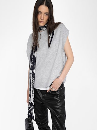 Larcy Sweater - Round neck sleeveless sweater with stud details down sides.