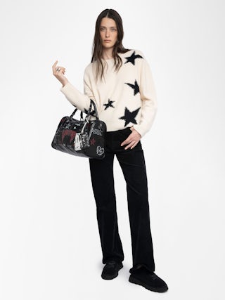 Markuz Cashmere Sweater - Sweater with round neck and star with worn effect.