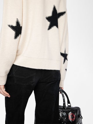 Markuz Cashmere Sweater - Sweater with round neck and star with worn effect.