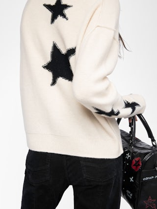 Markuz Cashmere Sweater - Sweater with round neck and star with worn effect.