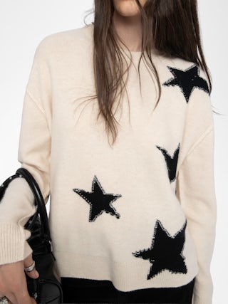 Markuz Cashmere Sweater - Sweater with round neck and star with worn effect.