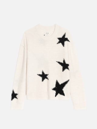 Markuz Cashmere Sweater - Sweater with round neck and star with worn effect.