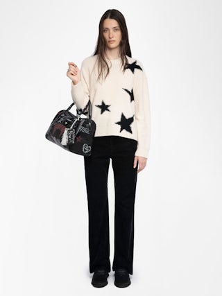 Markuz Cashmere Sweater - Sweater with round neck and star with worn effect.