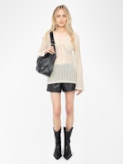 Jumper Rany - Crochet jumper with metallic wing clasp and rhinestones.