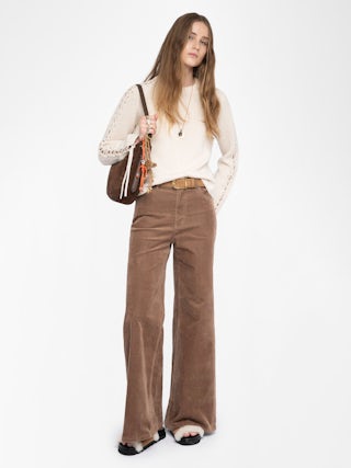 Malty Sweater - Wool cashmere blend sweater with lacing down arms.