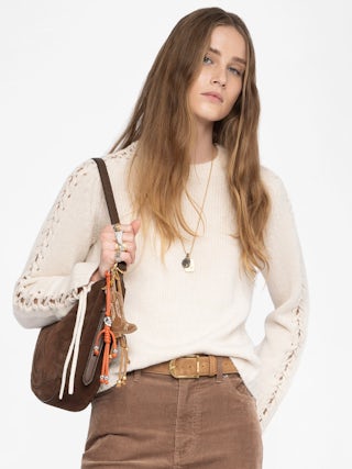 Malty Sweater - Wool cashmere blend sweater with lacing down arms.