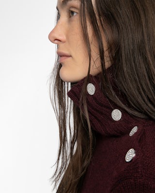 Nalma Cashmere Sweater - Sweater with roll neck and jewel buttons.