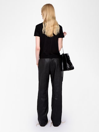 Pull Idal 100% Cachemire - Pull manches courtes col rond avec intarsia et strass.