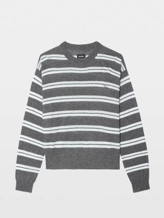 Swapy Jumper 100% Cashmere - Round neck jumper with horizontal stripes.