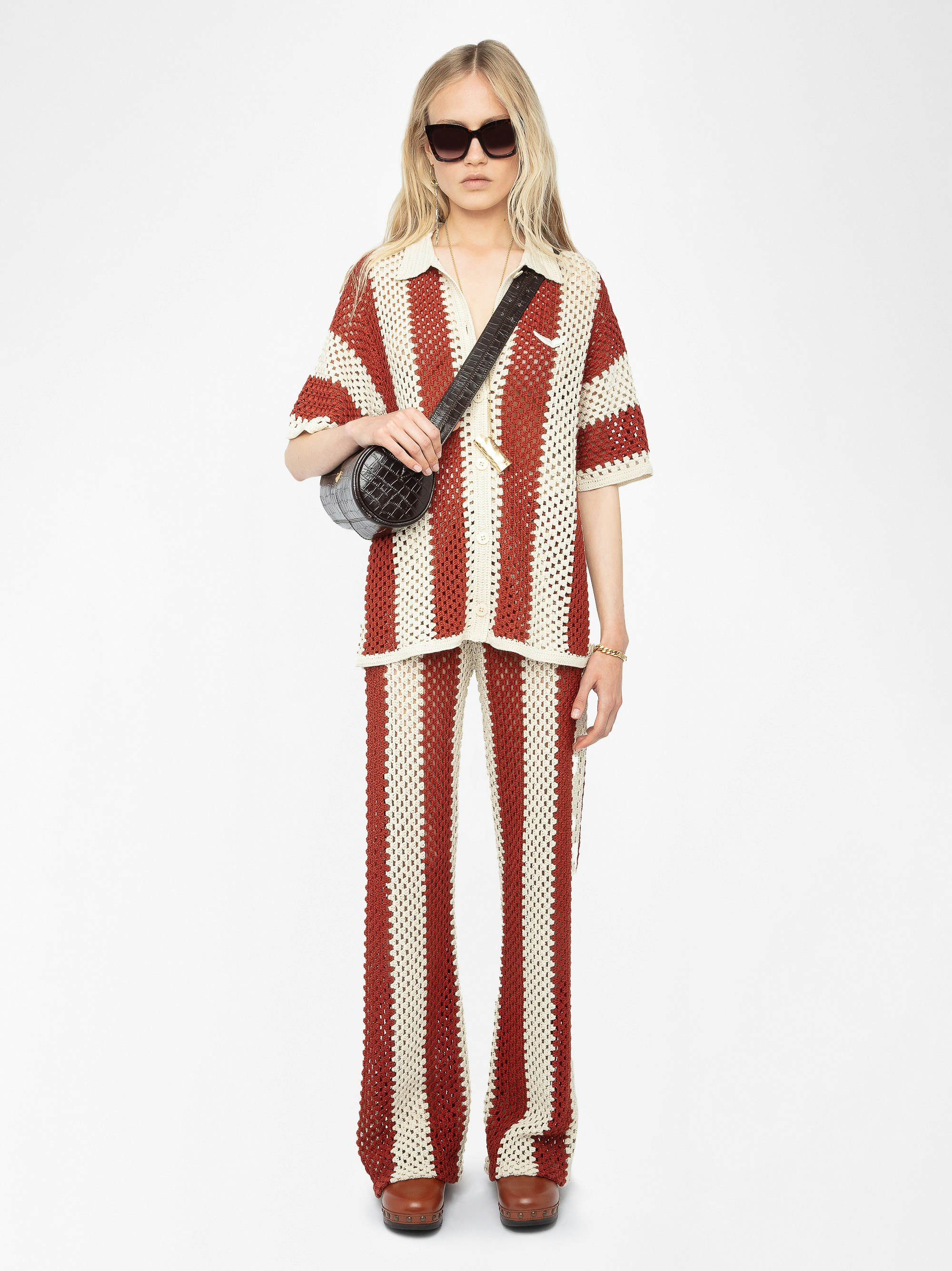 Camicia Ciara - Camicia all'uncinetto a maniche corte.