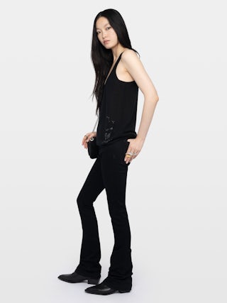 Débardeur Lee 100% Cachemire - Debardeur avec multicusto strass ton sur ton.