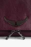 Rock Clutch - Women’s burgundy grained leather clutch with double leather and metal chain strap.