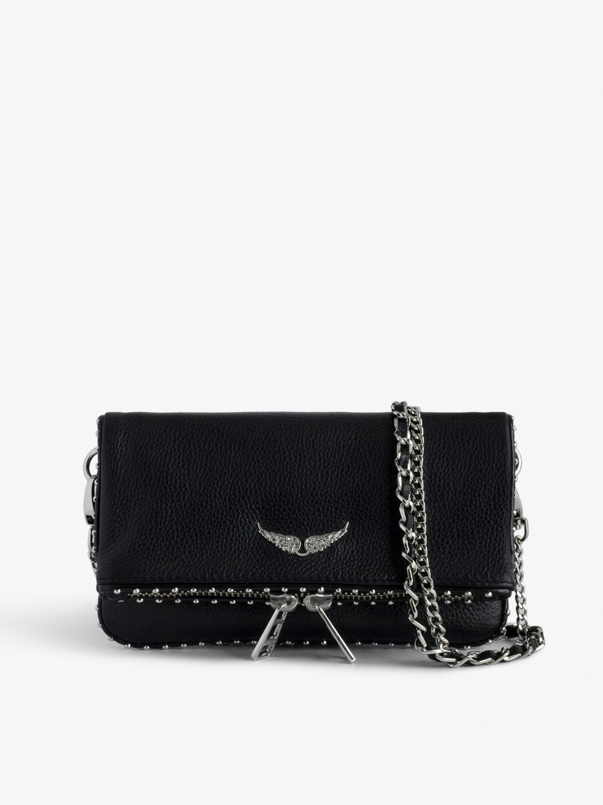 Pochette Rock Nano Studs - Iconica pochette Rock Nano in pelle nera con borchie argentate.
