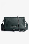 Rocky Bag - Women's bag with shoulder strap in metallic green leather