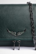 Rocky Bag - Women's bag with shoulder strap in metallic green leather