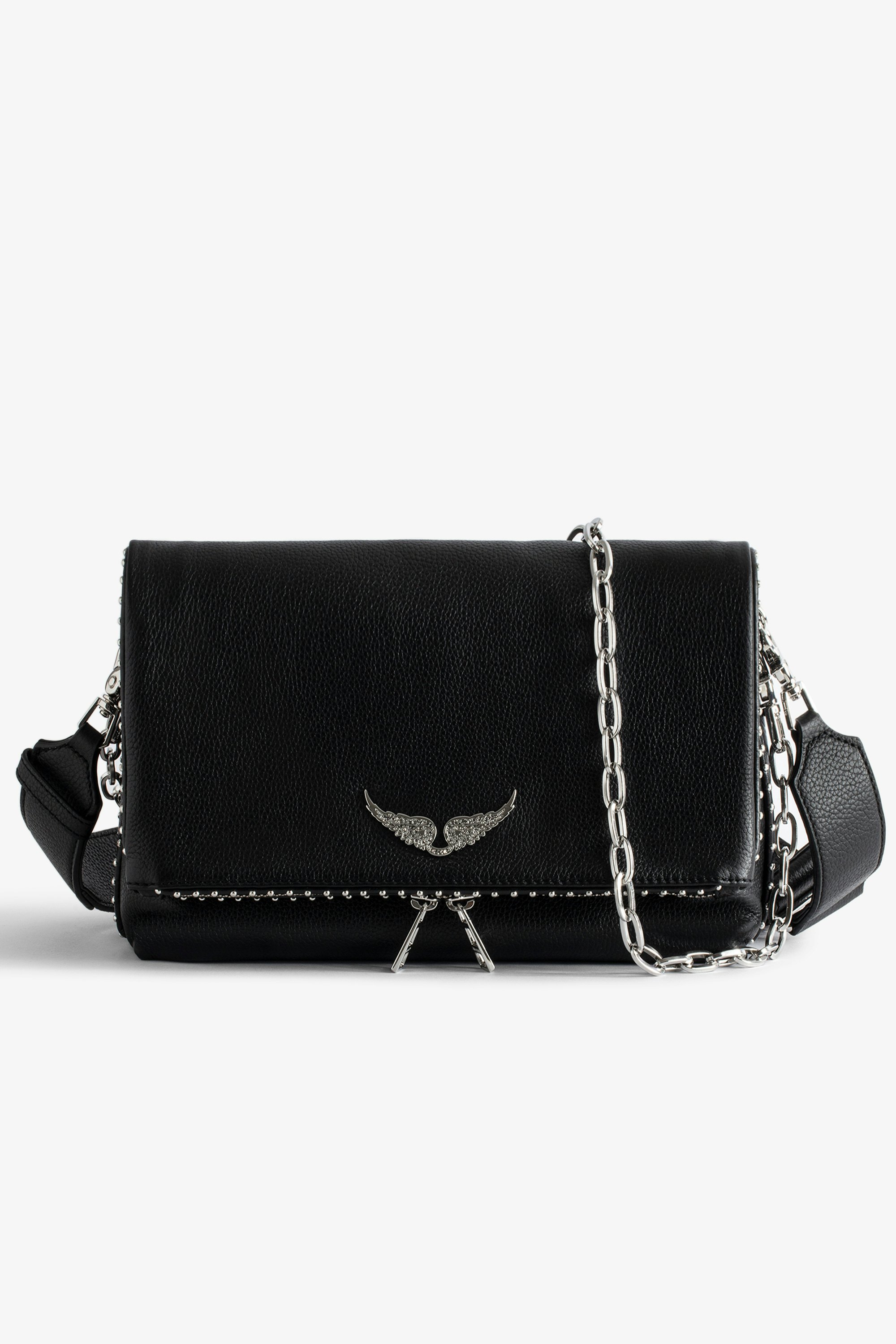 Rocky Studs バッグ - Women’s black leather bag embellished with studs.