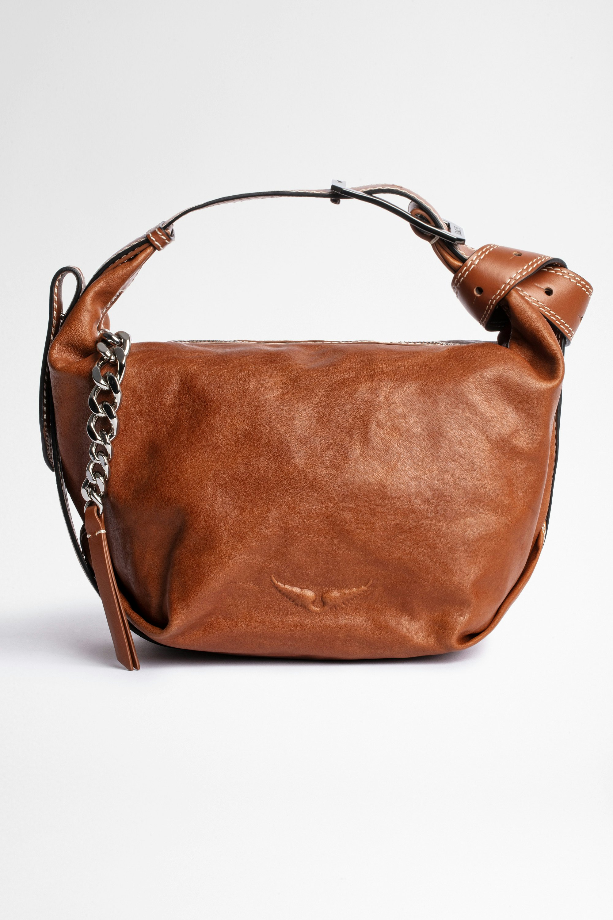 Handtasche Le Cecilia Damentasche aus kamelfarbenem Leder, an der Schulter oder crossbody zu tragen