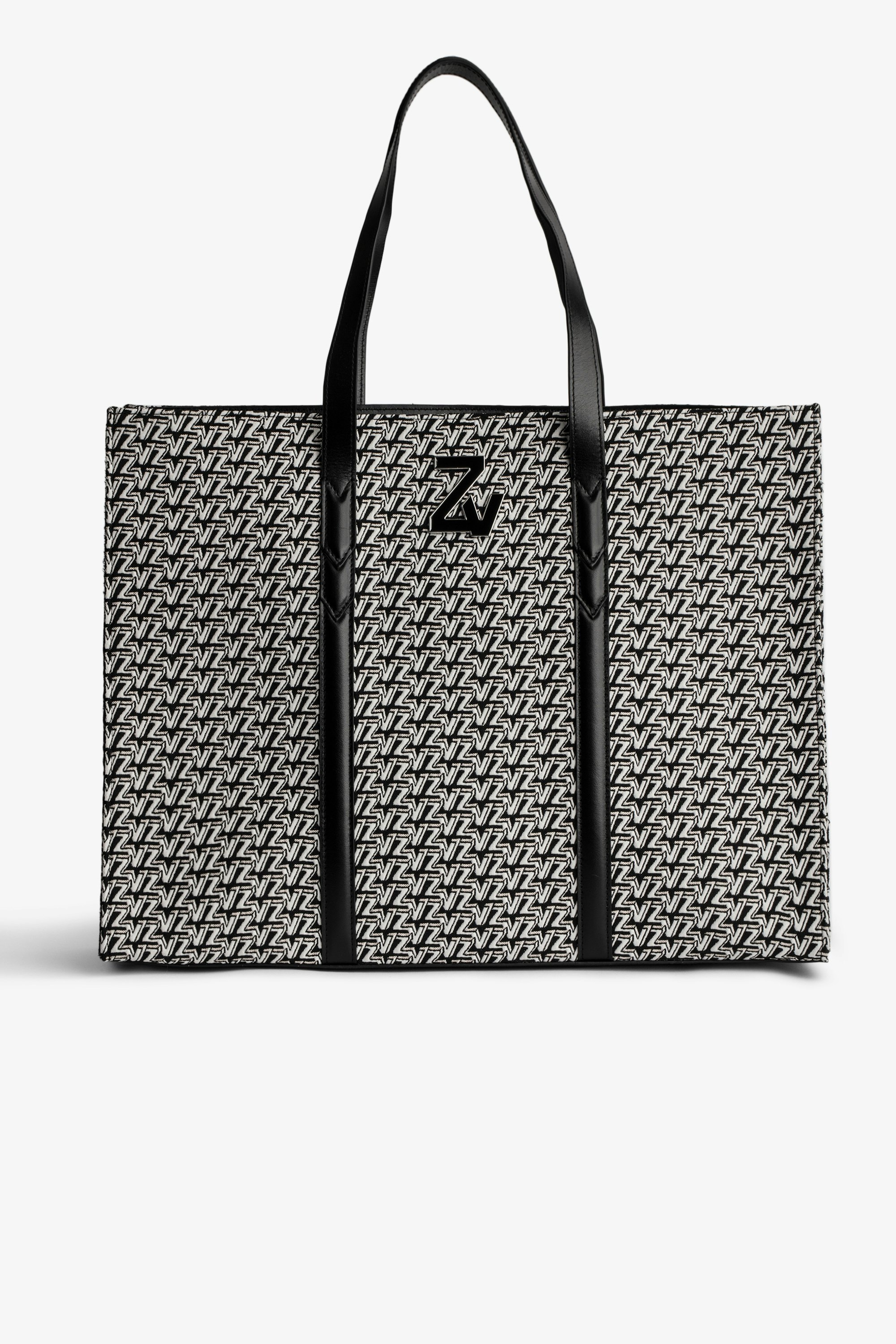ZV Initiale Le Tote Monogram バッグ Women’s tote bag in black leather and jacquard