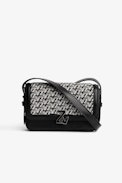 Bolso ZV Initiale Le Mini Monogram - Bolso mini de piel negra y jacquard ZV con solapa y bandolera para mujer