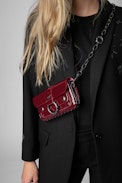 Kate Wallet Wrinkle Bag - Burgundy patent leather bag with shoulder strap and flap