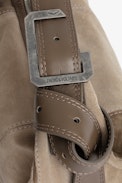 Le Cecilia Suede Patchwork Bag - Women’s bag worn over the shoulder or across the body in patchwork of beige suede