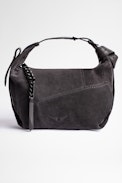 Borsa Le Cecilia Suede Patchwork - Borsa a spalla o a tracolla in camoscio patchwork grigio, donna