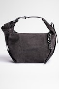 Borsa Le Cecilia Suede Patchwork - Borsa a spalla o a tracolla in camoscio patchwork grigio, donna