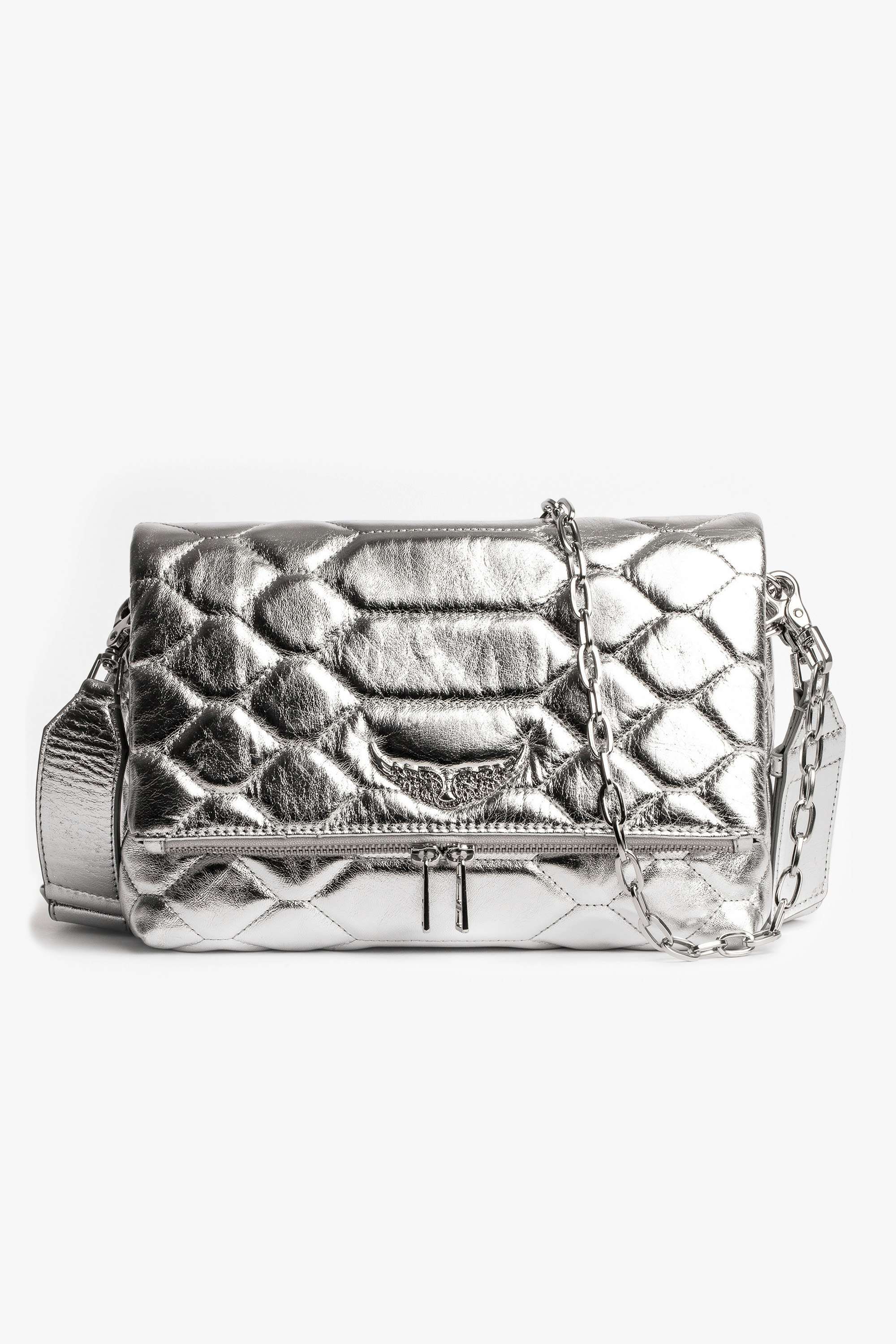 Rocky XL Mat Scale Bag Women's silver quilted leather bag