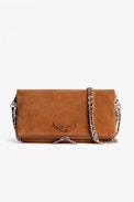Rock Suede Clutch - Women's camel suede clutch bag