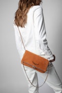 Rock Suede Clutch - Women's camel suede clutch bag