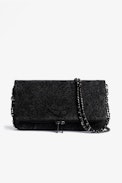 Rock Suede Clutch - Women's black leopard print leather clutch bag