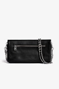 Rock Strap Jewelled Clutch - Women's leather clutch in black with studded band