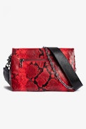 Sac Rocky - Sac à bandoulière en cuir effet python rouge Femme