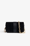 Kate Suede Wallet Bag - Women’s black leather Swarovski® rhinestone bag