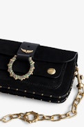 Kate Suede Wallet Bag - Women’s black leather Swarovski® rhinestone bag