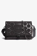 Borsa Rocky Suede - Borsa a tracolla in pelle scamosciata grigia borchiata, donna