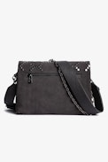Borsa Rocky Suede - Borsa a tracolla in pelle scamosciata grigia borchiata, donna