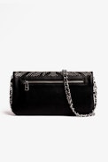 Rock Clutch - Women's black grained leather clutch bag with studs