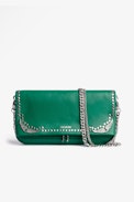 Rock Mirror Clutch - Women's green studded lambskin clutch bag
