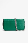 Rock Mirror Clutch - Women's green studded lambskin clutch bag
