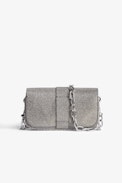 Kate Sparkle Wallet Bag - Shimmer with effortless elegance with the Kate Sparkle Wallet Bag, a dazzling statement piece designed for versatility. Crafted in sparkling silver, this compact yet chic bag features a signature studded metal ring and an engraved flap inspired by Kate Moss. Wear it on your shoulder with the removable chain strap or slip it into a larger bag as a sleek wallet. A must-have sparkle wallet that blends fashion and function seamlessly.