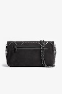 Pochette Rock Suede - Pochette in pelle scamosciata grigia borchiata, donna