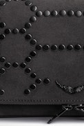 Pochette Rock Suede - Pochette in pelle scamosciata grigia borchiata, donna