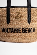 ZV Initiale Le Beach Bag basket - Woven wicker and black leather basket